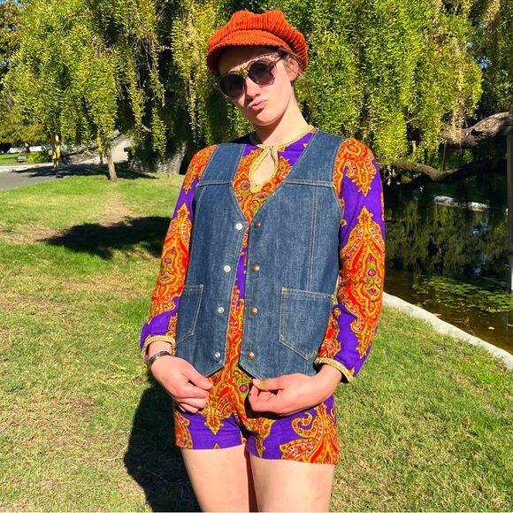 1970s Harley Davidson Denim Snap Front Vest - Picture 2 of 7